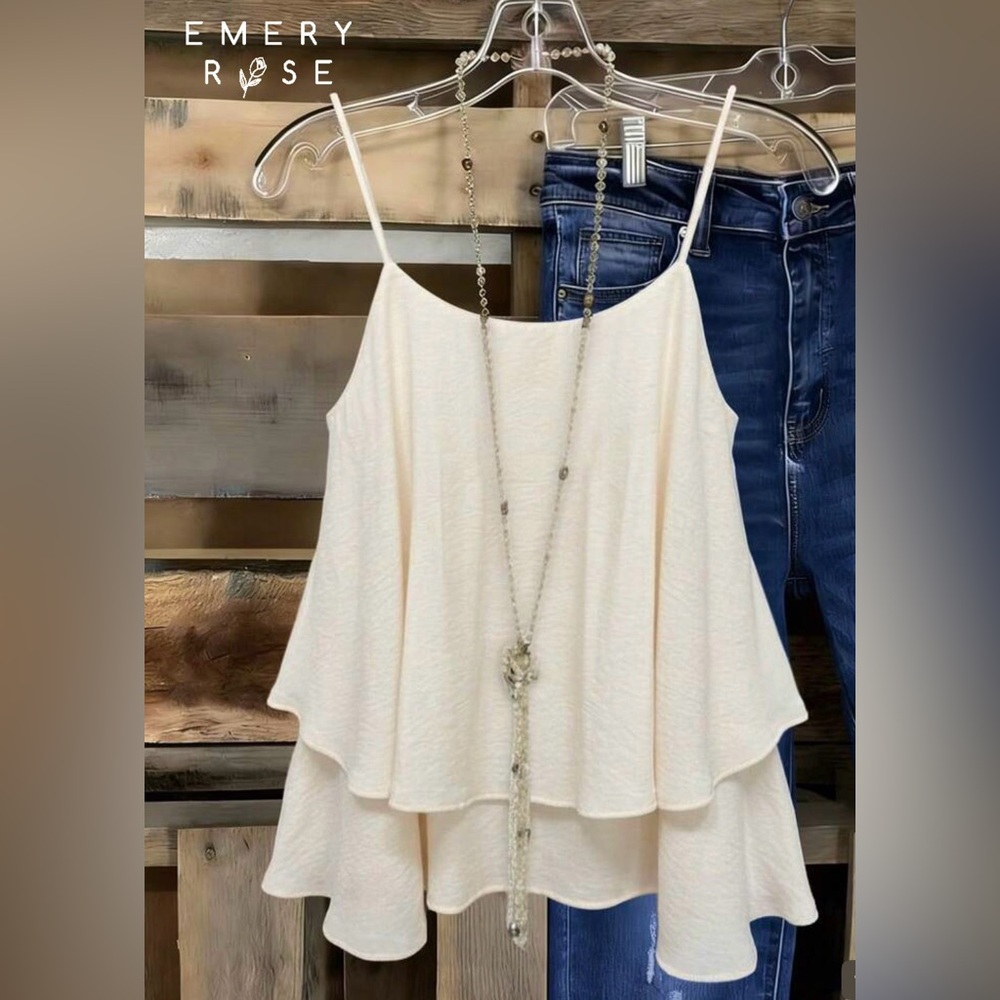 SHEIN Cream Layered Spaghetti Strap Camisole